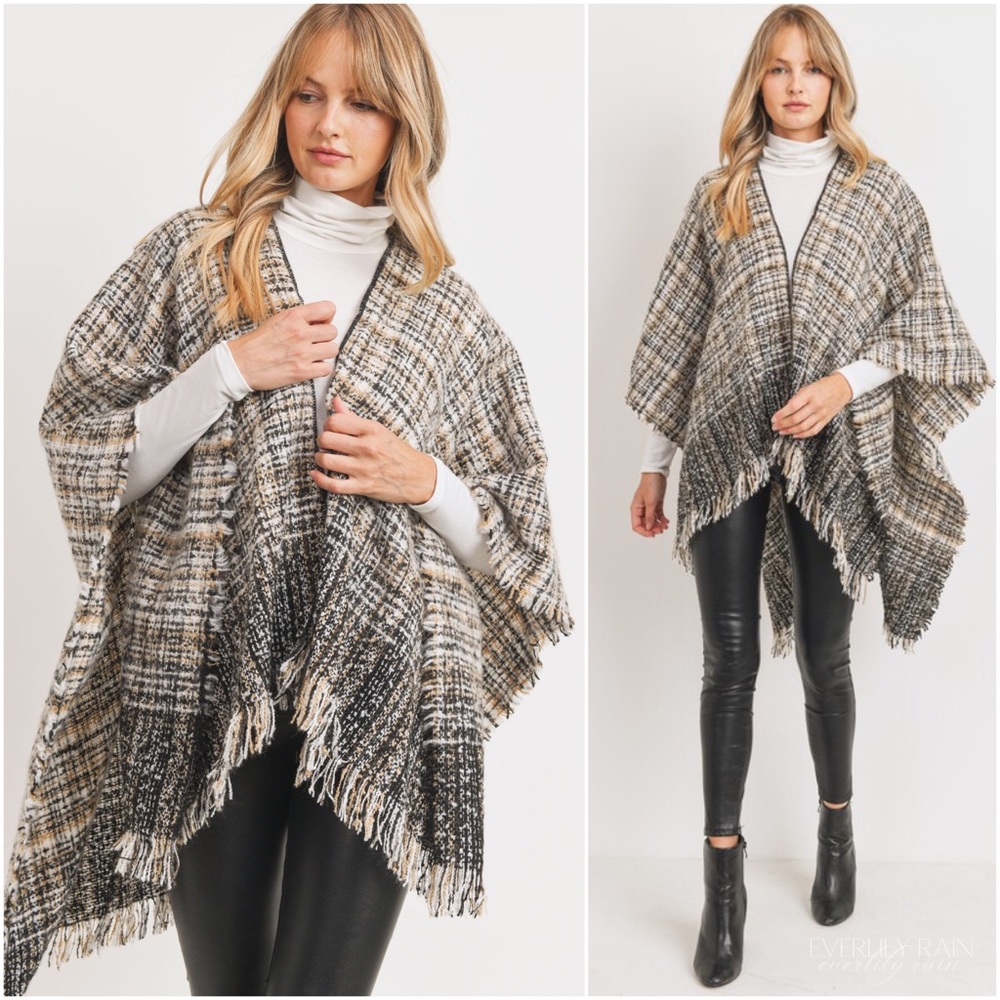 2 PK | Frayed Hem Wrap Poncho